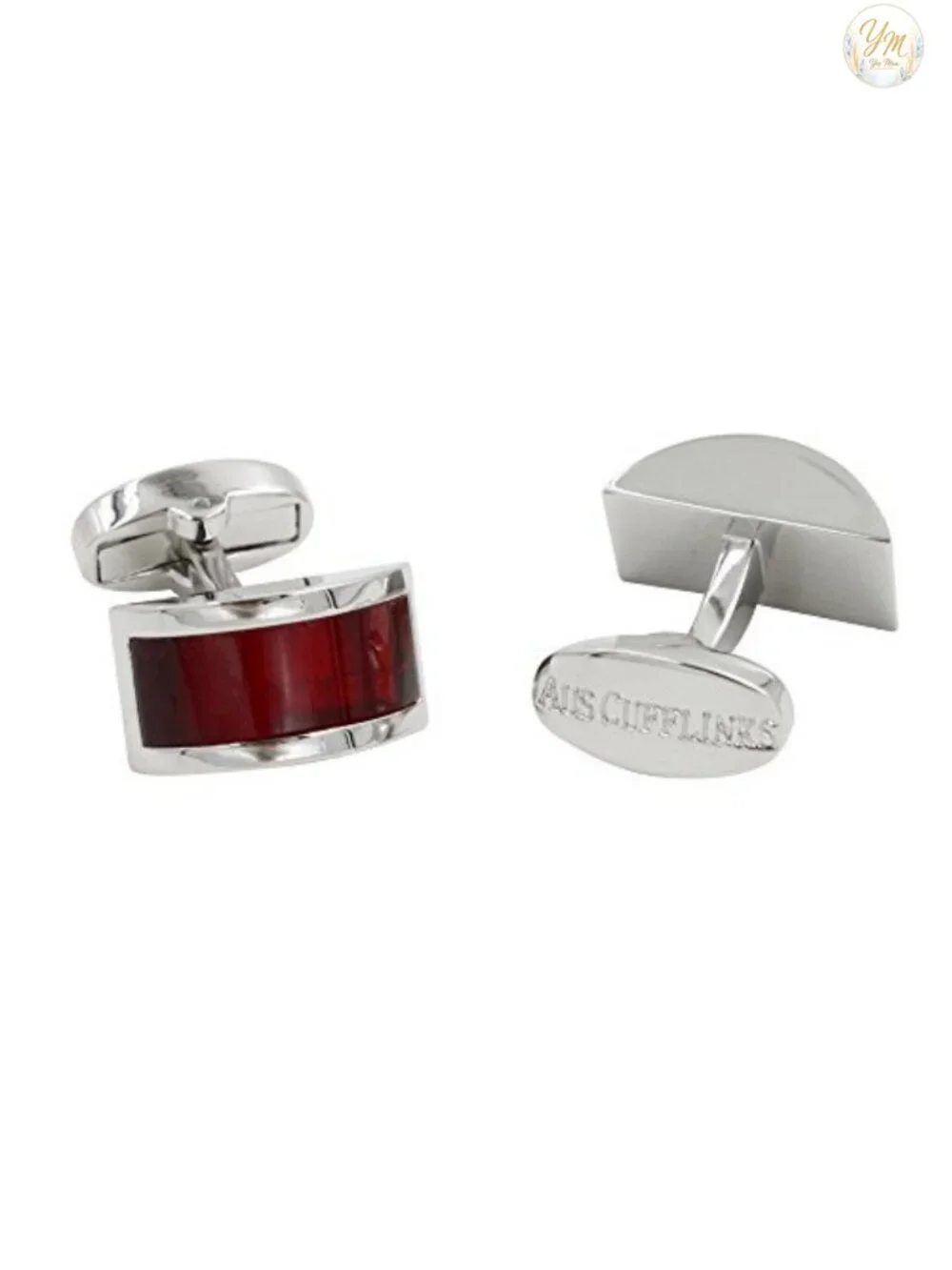 Men's Ruby Red Cufflinks Alloy Steel Round Toggle Clasp Wedding Anniversary Gift